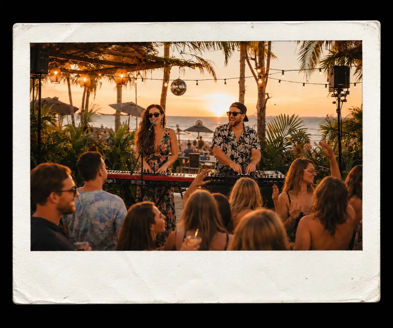 Live electronic duo featuring a female singer/piano player and a male DJ